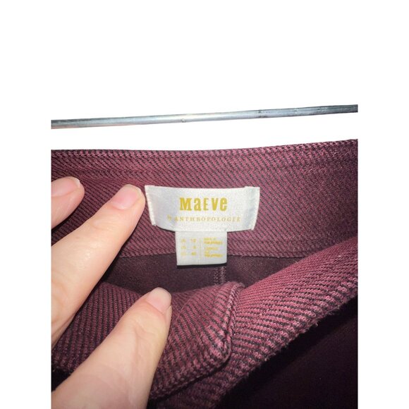 Maeve Anthropologie Womens Burgundy Trousers With Button Detail 8 - Picture 5 of 5